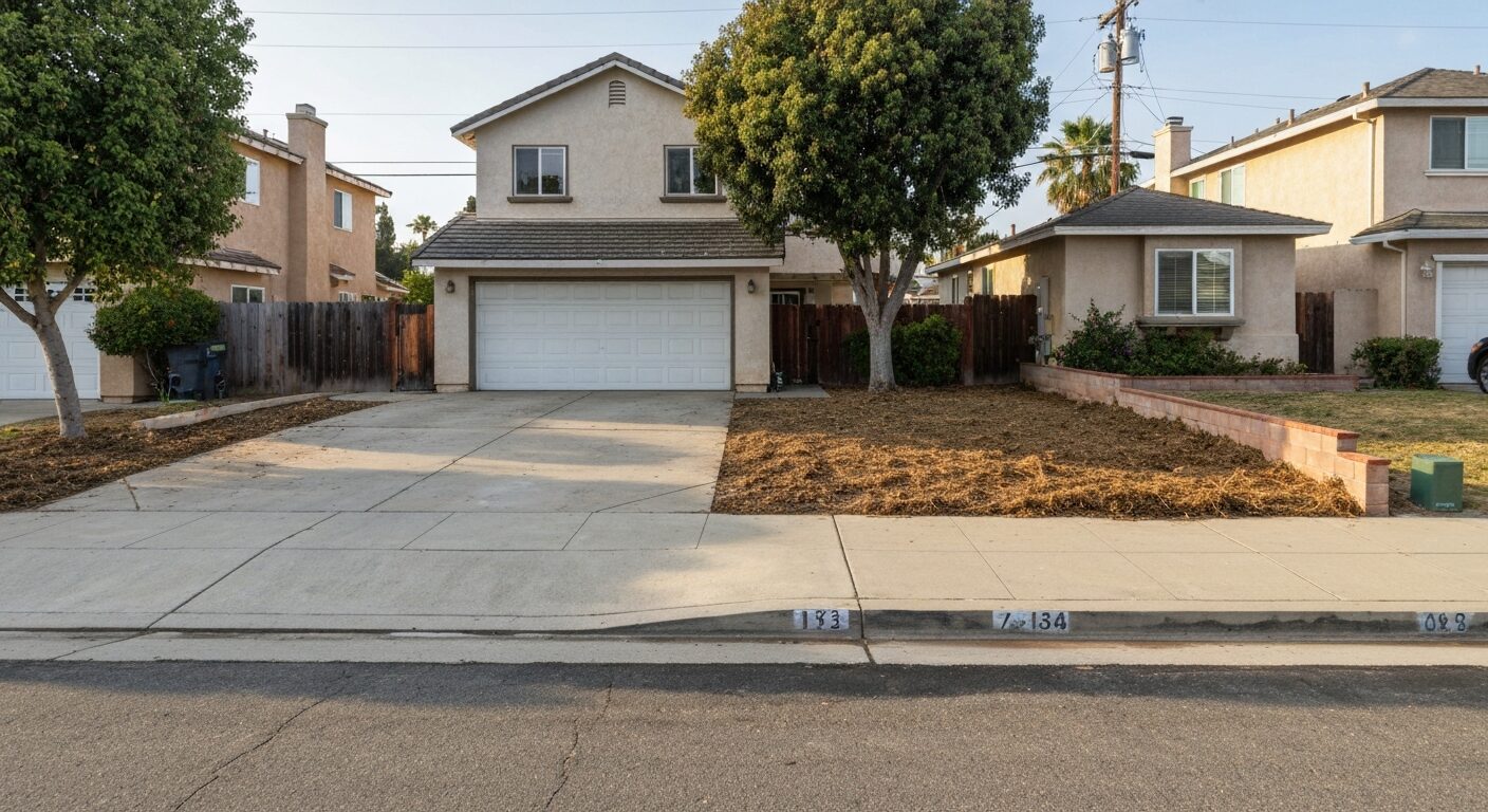 Junk removal truck loading items at a Tustin home