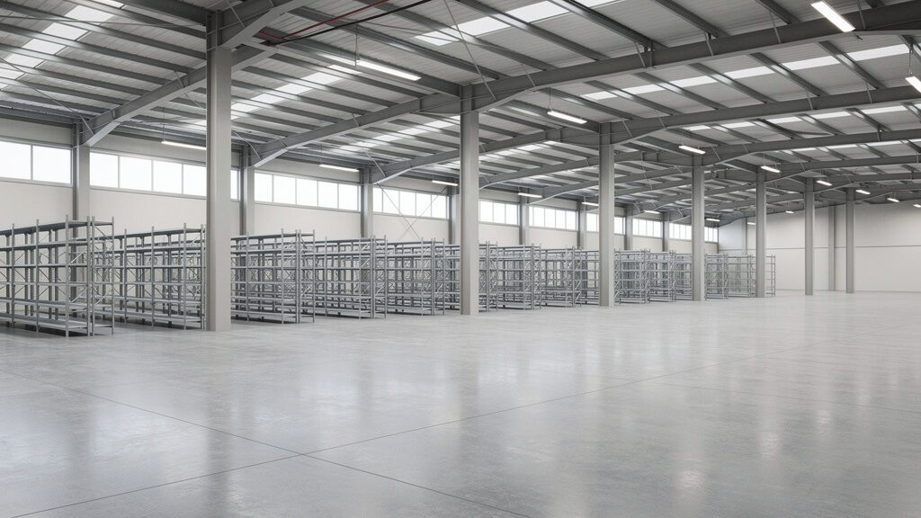 Warehouse team loading multiple pallets and industrial materials into large truck in Orange